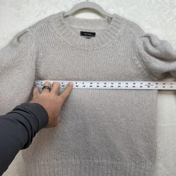 Isabel Marant Mohair Sweater Beige Fuzzy Crew Neck Merino Blend Size 38 - Picture 4 of 9